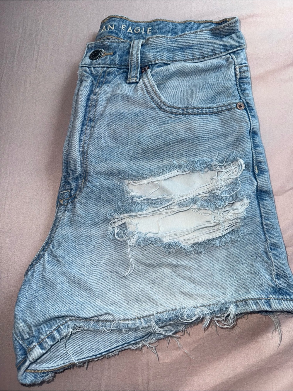 American Eagle Outfitters Light Wash Distressed Denim Shorts